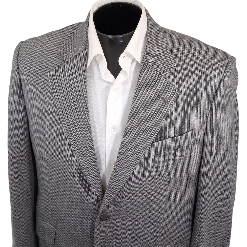 Zante‎ Ultimo Blazer Mens 42R Light Gray Herringbone Silk Wool Blend Ventless